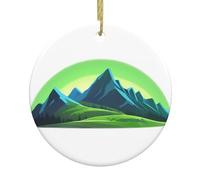 YYHWHJDE Hills Under The Aurora Prints Sapin de Noël rond en céramique à suspendre - 7,4 cm pour ajouter une atmosphère à la fête de vacances