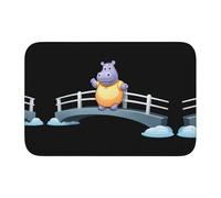 YYHWHJDE Hippo Crossing The Bridge Tapis de sol antidérapant et épais pour salle de bain, chambre à coucher, tapis de sol lavable, 40,6 x 61 cm