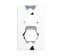 YYHWHJDE Hippopotame portant un chapeau de sorcière imprimé double prise murale panneau de prise électrique plaque de couverture incassable décoration durable 11,4 x 7 cm