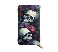 YYHWHJDE Horrible Dark Skulls Flowers Pattern Printing Quality Leather Long Clutch Wallet Designed for Fashion Girls and Women Stylish 19 x 10.5 cm, Noir , Taille unique