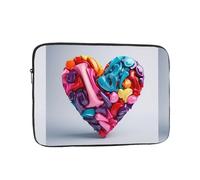 YYHWHJDE Housse de protection antichoc en forme de cœur avec lettres colorées pour ordinateur portable de 13" - Pour homme et femme, voyage d'affaires, bureau et usage quotidien