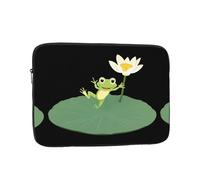 YYHWHJDE Housse de protection antichoc pour ordinateur portable 13" - Motif grenouille sautant sur feuille de lotus - Pour homme et femme, voyage d'affaires, bureau et usage quotidien