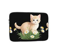 YYHWHJDE Housse de protection antichoc pour ordinateur portable de 12" - Motif chaton dans les marguerites - Pour homme et femme, voyage d'affaires, bureau et usage quotidien