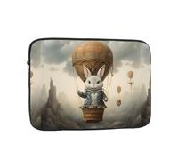 YYHWHJDE Housse de protection antichoc pour ordinateur portable de 17" - Motif petit lapin gris sur montgolfière - Pour homme et femme, voyage d'affaires, bureau et usage quotidien