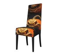 YYHWHJDE Housse de protection imprimée citrouille d'Halloween pour chaise de salle à manger - Doux, confortable, infroissable, élastique, s'adapte à la plupart des chaises sans accoudoirs