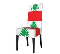 YYHWHJDE Housse de protection imprimée drapeau du Liban pour chaise de salle à manger, douce, confortable, infroissable, élastique, s'adapte à la plupart des chaises sans accoudoirs
