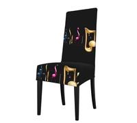 YYHWHJDE Housse de protection pour chaise de salle à manger avec notes de musique colorées dansantes - Doux, confortable, infroissable, élastique qui s'adapte à la plupart des chaises sans accoudoirs