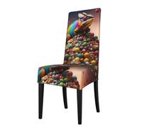 YYHWHJDE Housse de protection pour chaise de salle à manger caméléon dans la pile de bonbons - Doux, confortable, nécessaire extensible pour la plupart des chaises sans accoudoirs