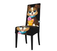 YYHWHJDE Housse de protection pour chaise de salle à manger chiot avec image de bonbons - Doux, confortable, nécessaire extensible pour la plupart des chaises sans accoudoirs