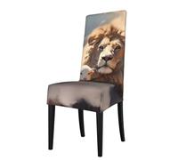 YYHWHJDE Housse de protection pour chaise de salle à manger - Motif agneau avec lion sur les nuages - Doux, confortable, infroissable - Élastique - S'adapte à la plupart des chaises sans accoudoirs