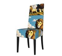 YYHWHJDE Housse de protection pour chaise de salle à manger - Motif agneau avec lion sur les nuages - Doux, confortable, infroissable - Élastique - S'adapte à la plupart des chaises sans accoudoirs