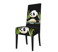 YYHWHJDE Housse de protection pour chaise de salle à manger Panda sur les berges de la rivière - Doux, confortable, infroissable, élastique, s'adapte à la plupart des chaises sans accoudoirs