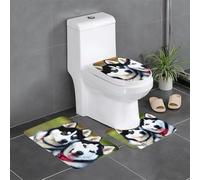 YYHWHJDE Husky Dog Picture Tapis de sol antidérapant 3 pièces Tapis de salle de bain antidérapant durable