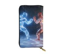 YYHWHJDE Ice and Fire Boxing Portefeuille long en cuir conçu pour les filles et les femmes tendance, élégant et personnalisé 19 x 10,5 cm, noir, taille unique, Noir , Taille unique