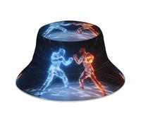 YYHWHJDE Ice and Fire Chapeau bob réfléchissant léger respirant pliable pour homme et femme Noir