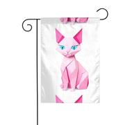 YYHWHJDE Image chat rose origami mât drapeau extérieur cour décoration double face 30,5 x 45,7 cm