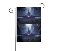 YYHWHJDE Image de vaisseau spatial dans la vallée - Mât de drapeau de jardin - Décoration extérieure - Double face - 30,5 x 45,7 cm