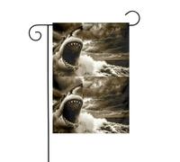 YYHWHJDE Image requin dans la mer mât de drapeau de jardin, décoration de cour extérieure double face, 30,5 x 45,7 cm