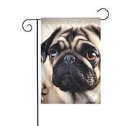 YYHWHJDE Imagen De Pug - Mât de drapeau de jardin - Décoration extérieure - Double face - 30,5 x 45,7 cm