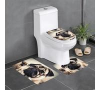 YYHWHJDE Imagen De Pug Picture Lot de 3 tapis de sol pour salle de bain, tapis de douche, antidérapant, séchage rapide