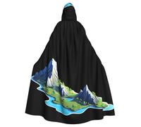 YYHWHJDE Ink Rivers And Mountains Pattern Halloween Cape à capuche pour adulte - Très grande cape à capuche sans fermeture éclair