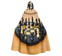 YYHWHJDE International Chess Pattern Halloween Cape à capuche pour adulte sans fermeture éclair, confortable pour les fêtes costumées
