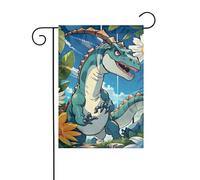 YYHWHJDE Joli drapeau de jardin imprimé dinosaure pour décoration de cour 30,5 x 45,7 cm pour jardin, terrasse, balcon