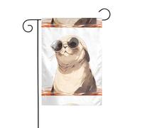 YYHWHJDE Joli petit phoque pour jardin, décoration de cour extérieure double face, 30,5 x 45,7 cm