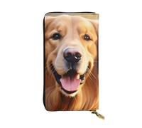 YYHWHJDE Joli portefeuille en cuir de qualité avec image de chien Golden Retriever, conçu pour les filles et les femmes, élégant 19 x 10,5 cm, Noir , Taille unique