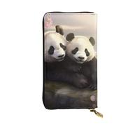 YYHWHJDE Joli portefeuille en cuir de qualité avec image de pandas, conçu pour les filles et les femmes, élégant 19 x 10,5 cm, Noir , Taille unique