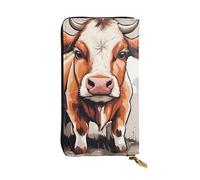 YYHWHJDE Joli portefeuille en cuir de qualité avec image de petite vache pour filles et femmes 19 x 10,5 cm, Noir , Taille unique