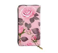 YYHWHJDE Joli portefeuille en cuir de qualité avec impression de roses roses pour filles et femmes 19 x 10,5 cm, Noir , Taille unique