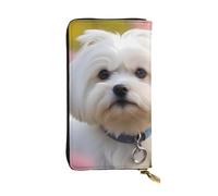 YYHWHJDE Joli portefeuille long en cuir de qualité avec impression chien maltais pour filles et femmes 19 x 10,5 cm, Noir , Taille unique