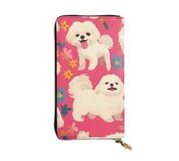 YYHWHJDE Joli portefeuille long en cuir de qualité avec imprimé chien maltais pour filles et femmes 19 x 10,5 cm, Noir , Taille unique