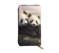 YYHWHJDE Joli portefeuille long en cuir de qualité imprimé pandas conçu pour les filles et les femmes tendance 19 x 10,5 cm, Noir , Taille unique