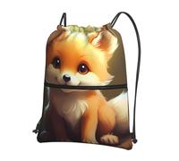 YYHWHJDE Joli sac à dos imprimé bébé renard de qualité avec cordon de serrage et fermeture éclair, convient pour les loisirs en plein air 15,3 x 45,7 cm (L x H)
