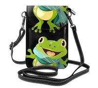 YYHWHJDE Jolie grenouille portant une écharpe imprimée petit sac à bandoulière en cuir pour femme, imperméable et durable