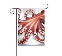 YYHWHJDE Jolies drapeaux de jardin imprimés pieuvre 30,5 x 45,7 cm pour décoration de cour avec une largeur de poteau de 3 cm (drapeau uniquement, mât non inclus)