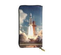 YYHWHJDE Kennedy Space Center Rocket Launch Portefeuille long en cuir conçu pour les filles et les femmes tendance, élégant et personnalisé 19 x 10,5 cm, noir, taille unique, Noir , Taille unique
