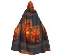YYHWHJDE Koi On The Water Lantern Prints Halloween Cape à capuche pour homme et femme Vêtements Manteau Jeu de rôle