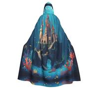 YYHWHJDE La cape à capuche Castle Under The Sea Prints pour adulte est un poncho à capuche super grand, confortable et durable pour Halloween