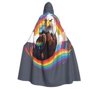 YYHWHJDE La cape à capuche Eagle On The Rainbow Prints pour adulte est un poncho à capuche super grand, confortable et durable pour Halloween