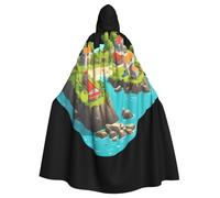 YYHWHJDE La cape à capuche Island Town Prints pour adulte est un poncho à capuche super grand, confortable et durable pour Halloween