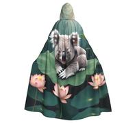 YYHWHJDE La cape à capuche Koala Sleeping On Lotus Prints pour adulte est un poncho à capuche super grand, confortable et durable pour Halloween