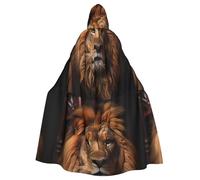 YYHWHJDE La cape à capuche Lion's Gaze Prints pour adulte est un poncho à capuche super grand, confortable et durable pour Halloween