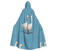 YYHWHJDE La cape à capuche pour adulte avec deux imprimés d'oies blanches est un poncho à capuche super grand, confortable et durable pour Halloween