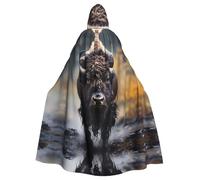 YYHWHJDE La cape à capuche pour adulte avec imprimé bison d'Amérique du Nord est un poncho à capuche super grand, confortable et durable pour Halloween