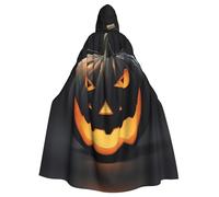 YYHWHJDE La cape à capuche pour adulte avec imprimé citrouille aux yeux noirs est un poncho à capuche super grand, confortable et durable pour Halloween