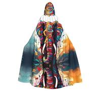 YYHWHJDE La cape à capuche pour adulte avec imprimé éléphant coloré est un poncho à capuche super grand, confortable et durable pour Halloween