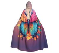 YYHWHJDE La cape à capuche pour adulte avec imprimé papillon coloré est un poncho à capuche super grand, confortable et durable pour Halloween